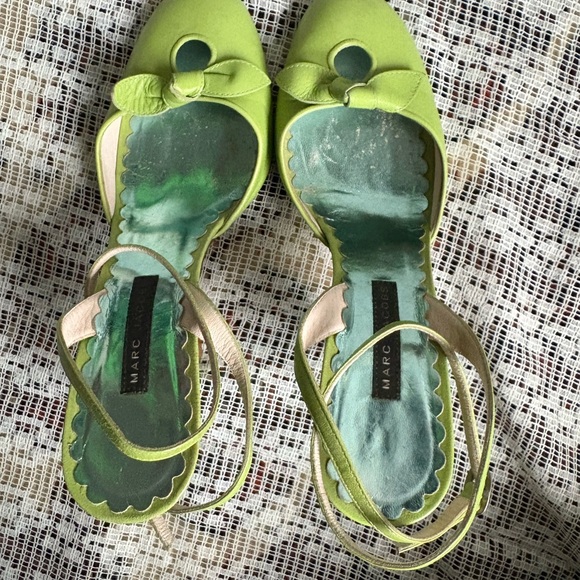 Marc Jacobs Y2K Lime Green Bow Accent Heels, Size 7.5 - Picture 12 of 15